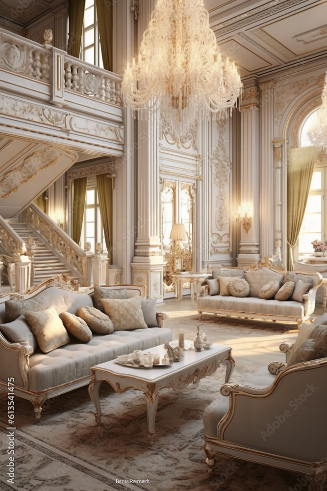 Elegant villa living room. AI generative