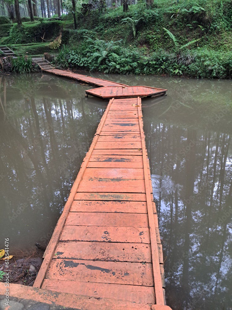 Wooden bridge over the river