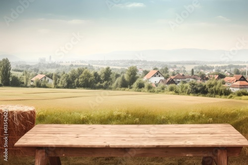 a wooden bench overlooking a beautiful green landscape