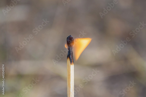 A close-up of a burning match. Fire from a match. Fire safety © Рома Пляшко