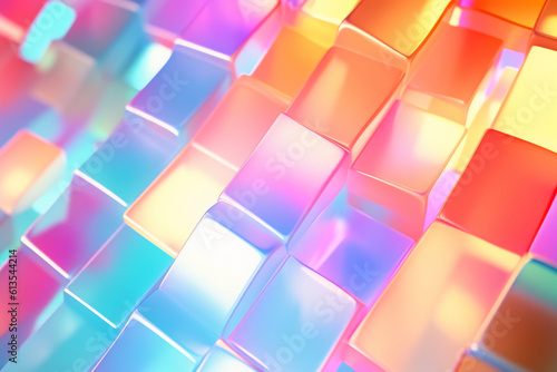 Pastel colorful background  white tone  gradient  soft light  colorful transparent glass  foil holographic. AI generative