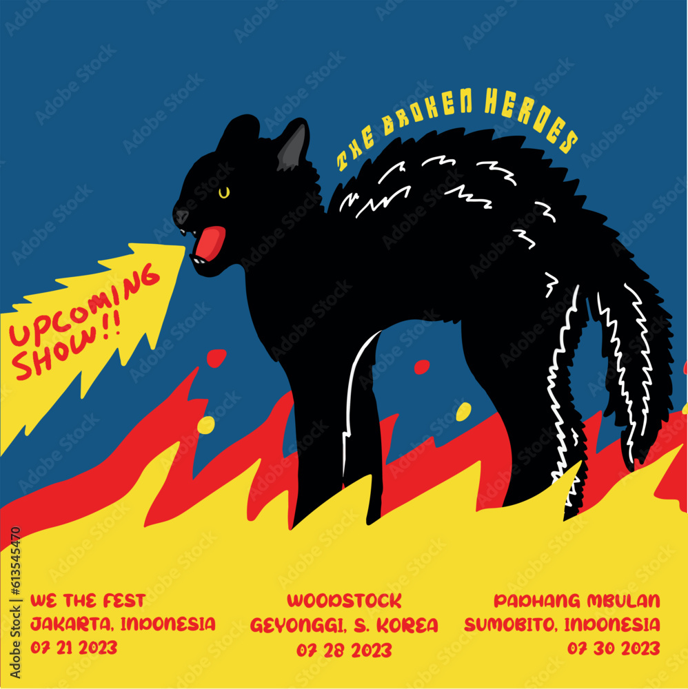 Ταπετσαρία poster design of music show with cat illustration