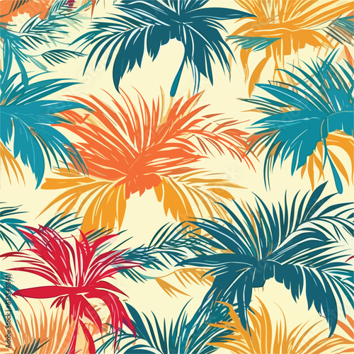 Seamless Colorful Hawaii Palms Pattern. Seamless pattern of Hawaii Palms in colorful style. Add color to your digital project with our pattern! © MDQDigital