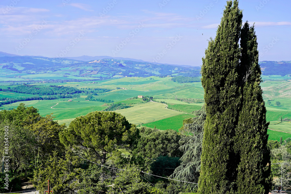 Landschaft um Pienza, Val dOrcia, Orcia-Tal, UNESCO-Weltkulturerbe, Provinz Siena, Toskana, Italien, Europa
