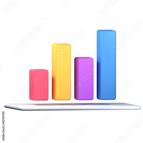 3d charts and graph icon, analysis business financial data, 3d render illustration
