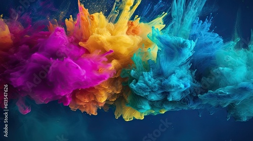 Vivid Explosion of Colorful Paint Powder: Abstract Artistic Background Texture: Generative AI