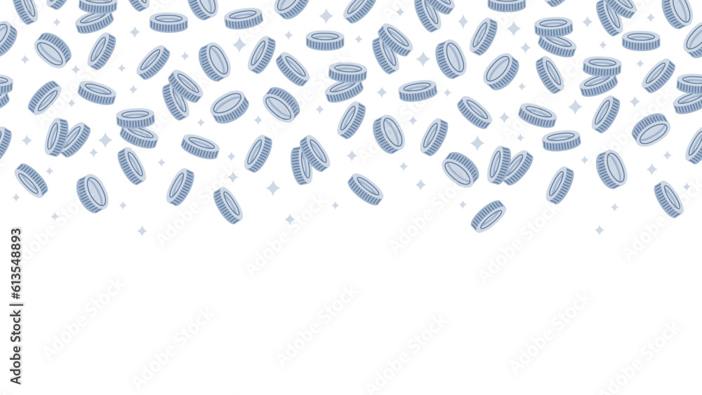 Silver coins pattern. Falling white gold coins, silver coins precious casino success concept flat vector background illustration Silver coins pattern. Falling white gold coins, silver coins precious casino success concept flat vector background illustration