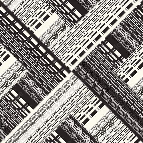 Monochrome Glitch Effect Textured Blocks Pattern
