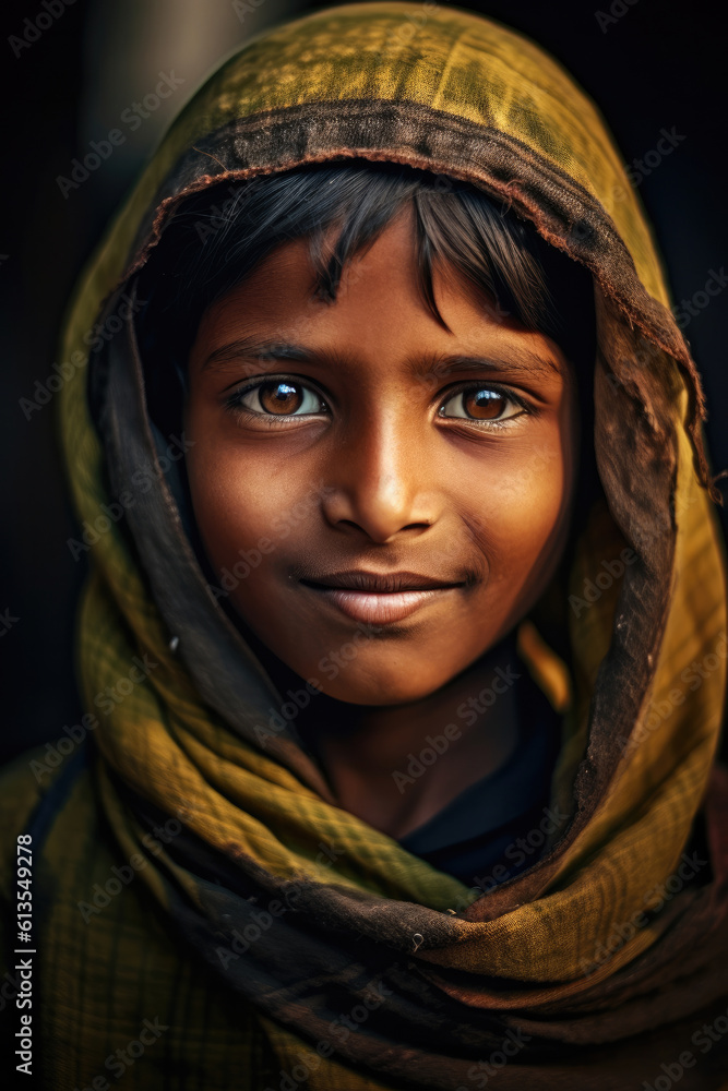 Portrait of Indian poor kid is smiling Portrait of Indian poor kid is smiling