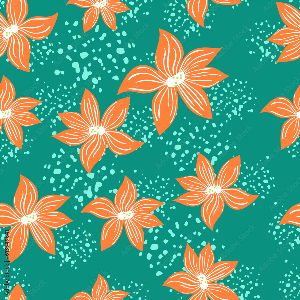 Cute stylized bud flowers background. Abstract flower seamless pattern in simple style.