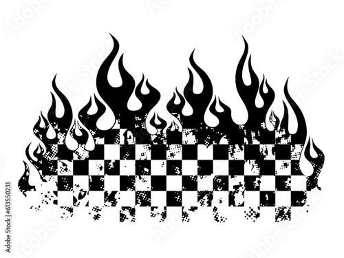 Flaming Race Checkered Flag Vector Design Element
