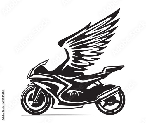 A motorcycle with wings. Abstract illustration. 