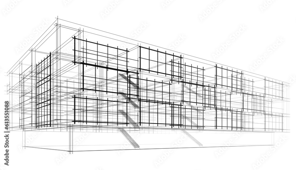 Modern building architecture 3d illustration Modern building architecture 3d illustration