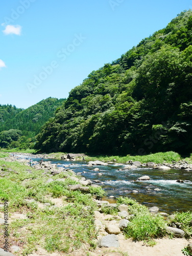 July 30, 2022 Nagataki, Gujo City, Gifu Prefecture, Japan, view from the Nagara River