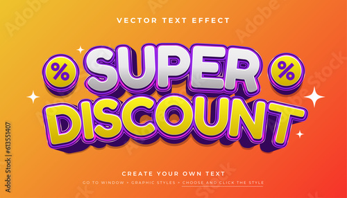 3D Discount Sale Text Effect Graphic Styles, Vector