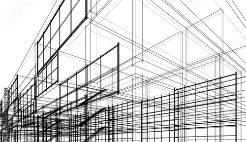 Modern building architecture 3d illustration