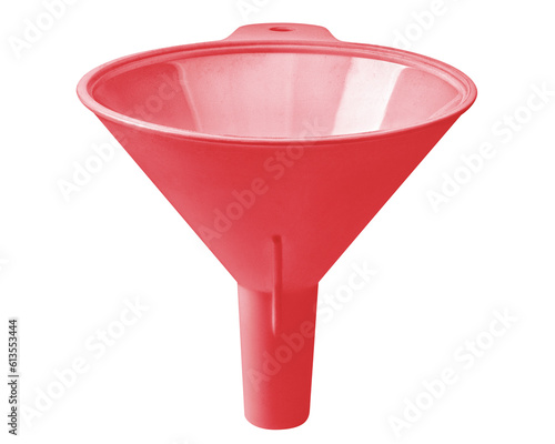 Red plastic funnel cut out photo