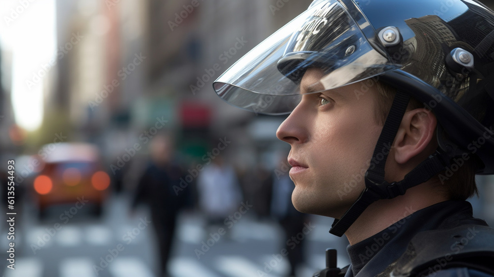 a police officer with a bad mood or alert expression, sheriff, police hat and police uniform, in a city, intersection and street a police officer with a bad mood or alert expression, sheriff, police hat and police uniform, in a city, intersection and street