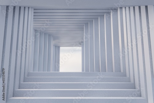 3D render stairway on white background. minimal stair scene for product placement 