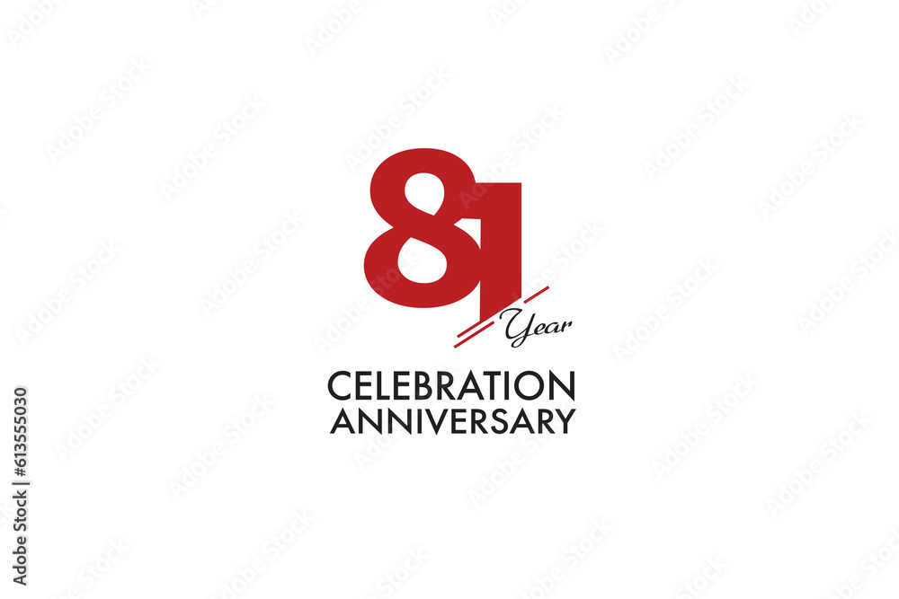 81th, 81 years, 81 year anniversary with red color isolated on white background, vector design for celebration vector 81th, 81 years, 81 year anniversary with red color isolated on white background, vector design for celebration vector