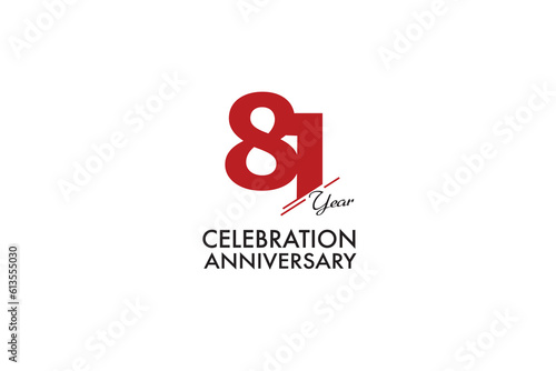81th, 81 years, 81 year anniversary with red color isolated on white background, vector design for celebration vector