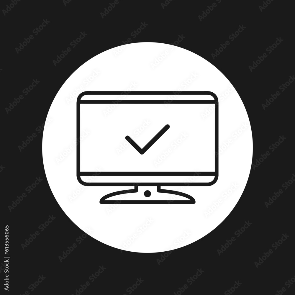 computer screen and check mark computer screen and check mark