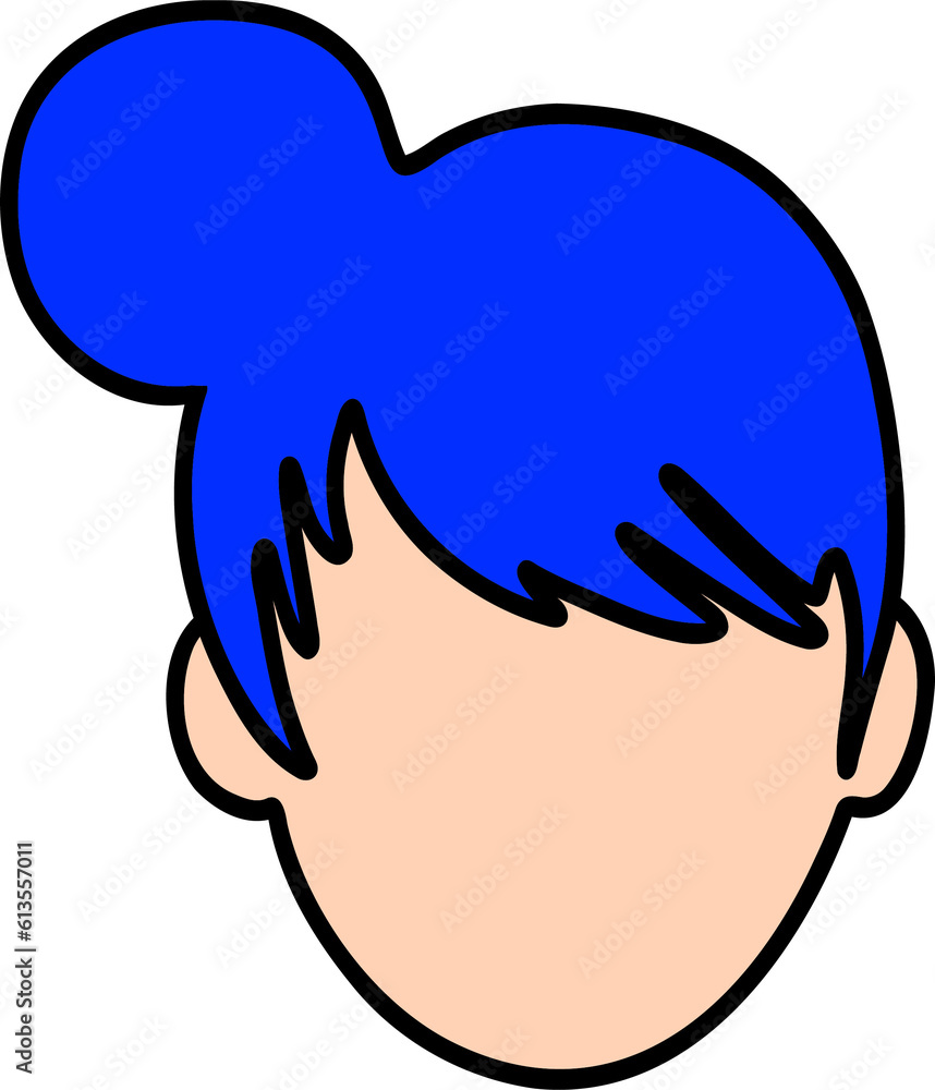 Fototapeta premium Cartoon face with blue hair