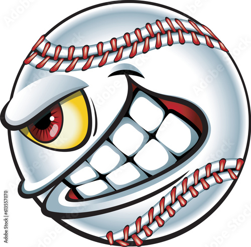 Cartoon style angry baseball ball mascot illustration