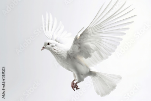 This white avian is a master of the skies, soaring through the air with wings spread wide and talons poised for action. AI Generative.