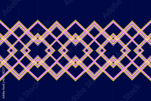 geometric lines blue and pink yellow Intertwined with fabric patterns, skirts, shirts, tablecloths, socks, curtains, pillows, hats, made into a large piece of fabric, patterns on glasses, plates, bowl