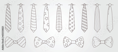 various of tie line art vector symbol illustration design, set of tie and bow tie design