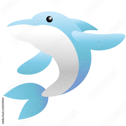 動物　水族館にいる可愛いイルカのキャラクターイラスト
