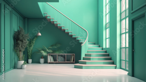 Abstract background blue wall staircase-stairway. Generative Ai