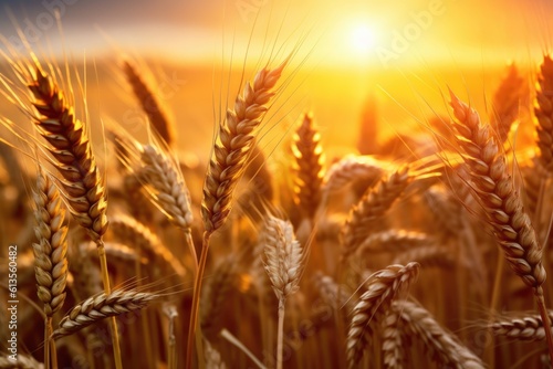 beautiful wheat field in sunset, AI Generative