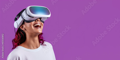 woman wearing vr glasses. augmented reality, 