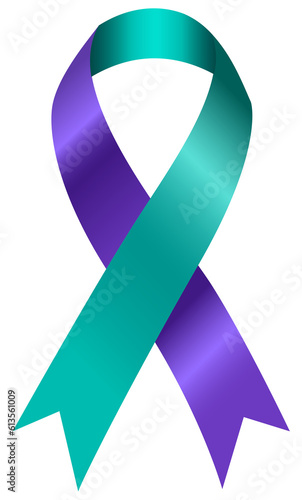 Teal and purple ribbons are used to represent many important situations that need attention. These include domestic violence, sexual assault, and suicide.
