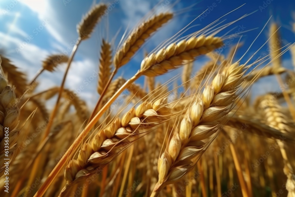 beautiful wheat field in sunset, AI Generative beautiful wheat field in sunset, AI Generative