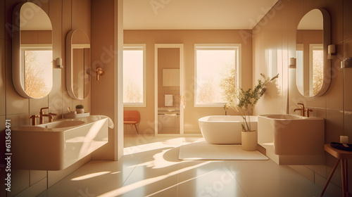 bathroom interior with bathtub. generative AI