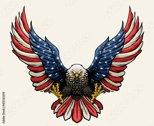 American Eagle Spread the Wings with American Flag Color