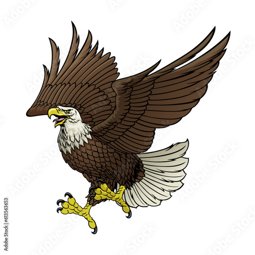 Bald Eagle Flying in Hand Drawn Style