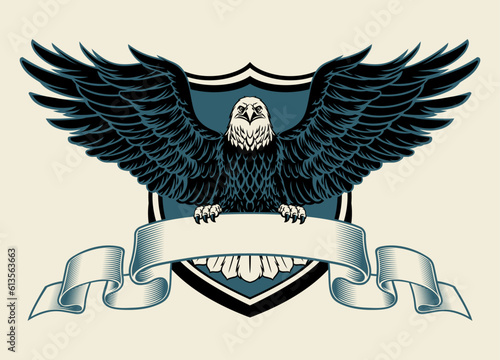 Bald Eagle Grip a Blank Ribbon for Text
