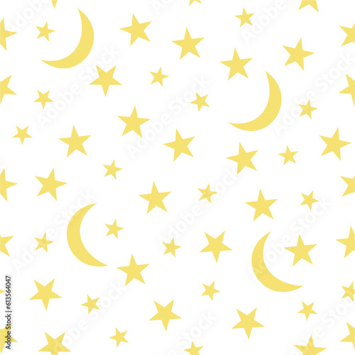 Seamless moons and stars pattern