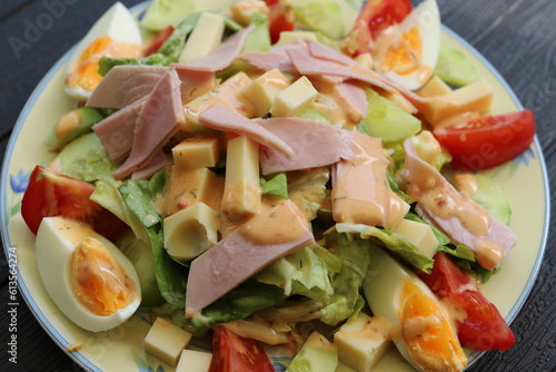 italian salad with cheese and ham