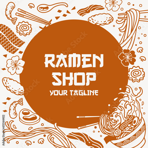 Japanese Ramen Food Illustration Background