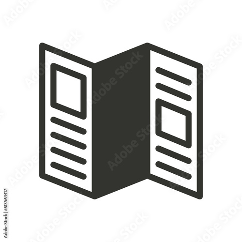 Information booklet or brochure icon. Advertising pamphlet illustration