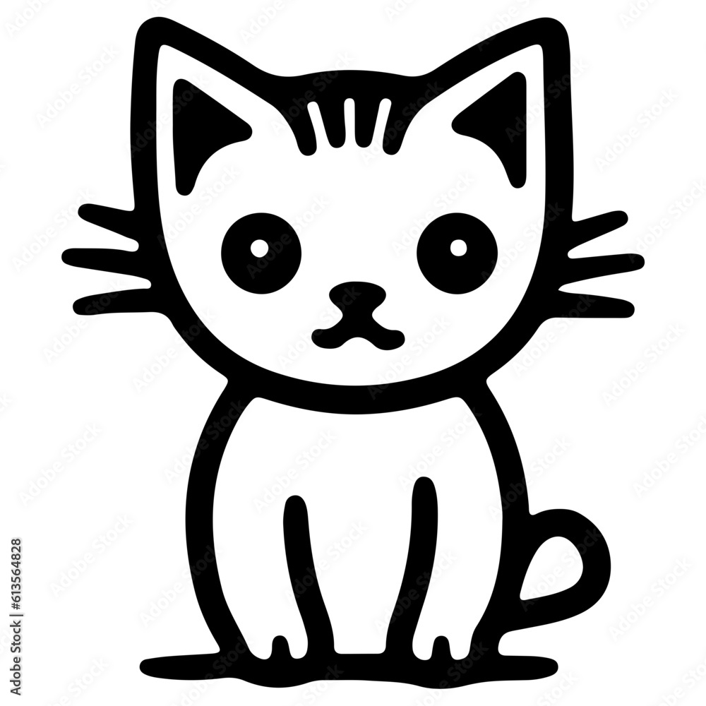 cute cat outline illustration for international cat day