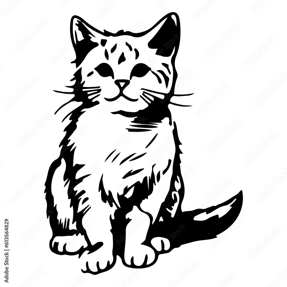 Obraz premium cute cat outline illustration for international cat day