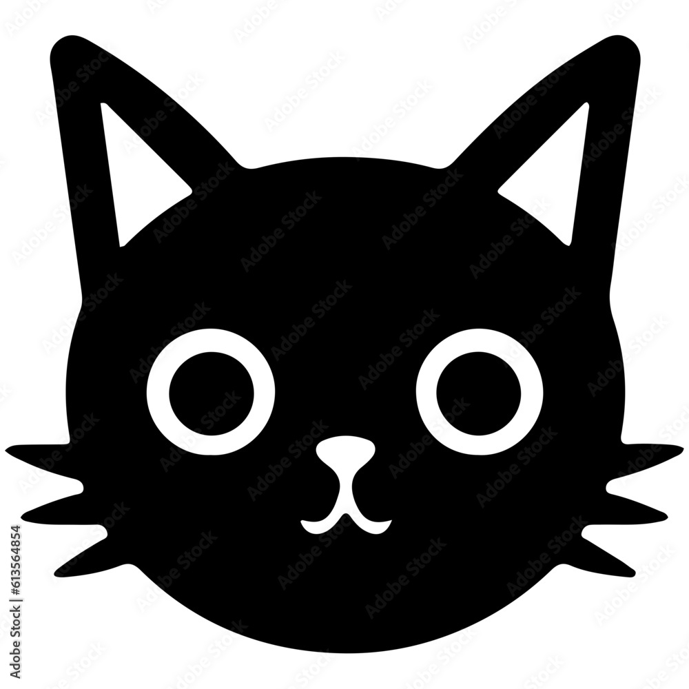 cute cat black fill and hand drawn illustration for international cat day. cute cat black fill and hand drawn illustration for international cat day.