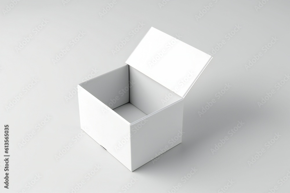 Empty open white box mockup on white background Generative AI Empty open white box mockup on white background Generative AI