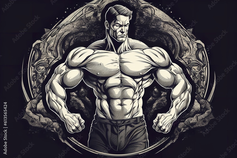 Fototapeta premium Body builder, sunset, fitness